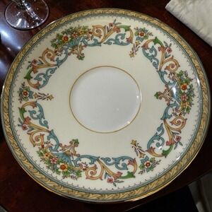 Aynsley Henley Bone China Saucer England Floral Scroll GoldTrim Replacement Read